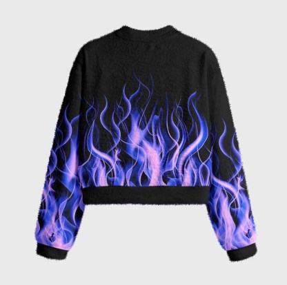 Soulisfree Violet Blaze  – Luminous Fire Women's Fuzzy Crewneck Sweater