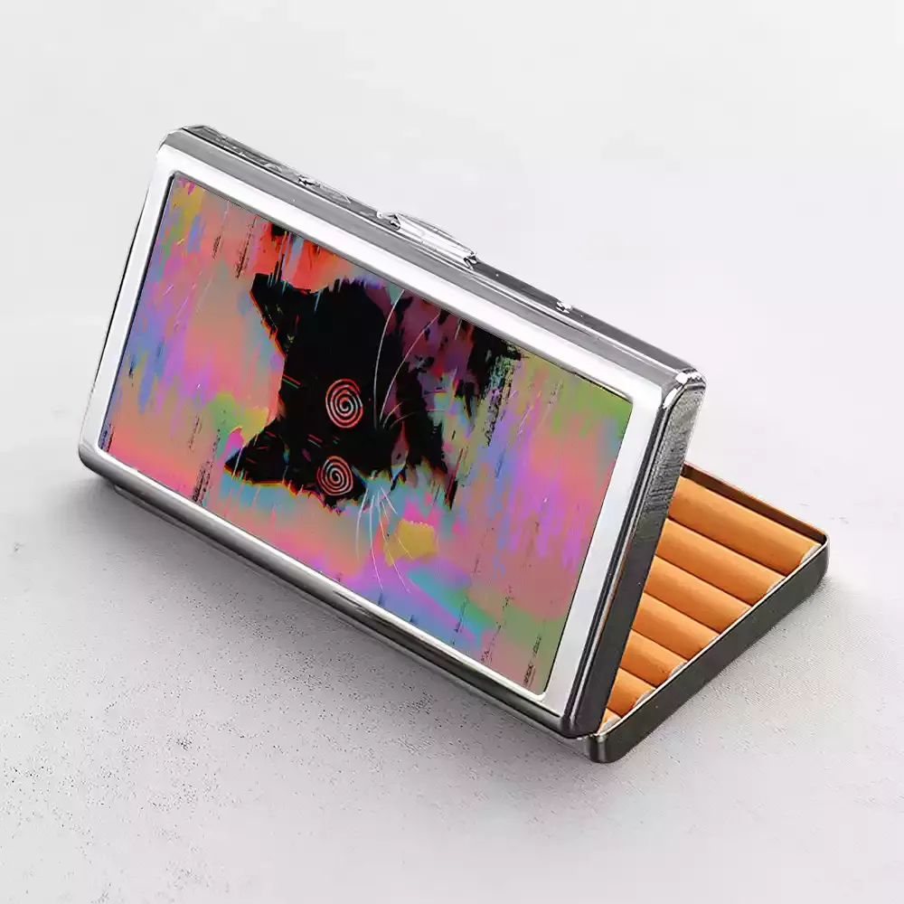 Soulisfree Glitchy Cat Metal Pocket Case