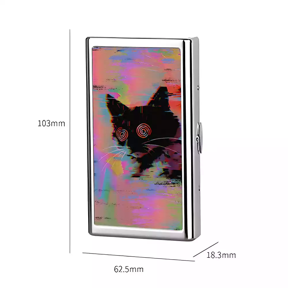 Soulisfree Glitchy Cat Metal Pocket Case