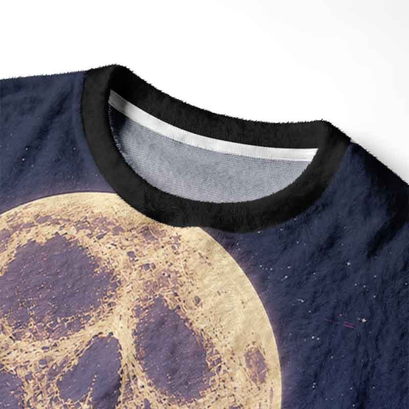 Soulisfree Skull Moon Over Neon Cybercity Fuzzy Crewneck Sweater