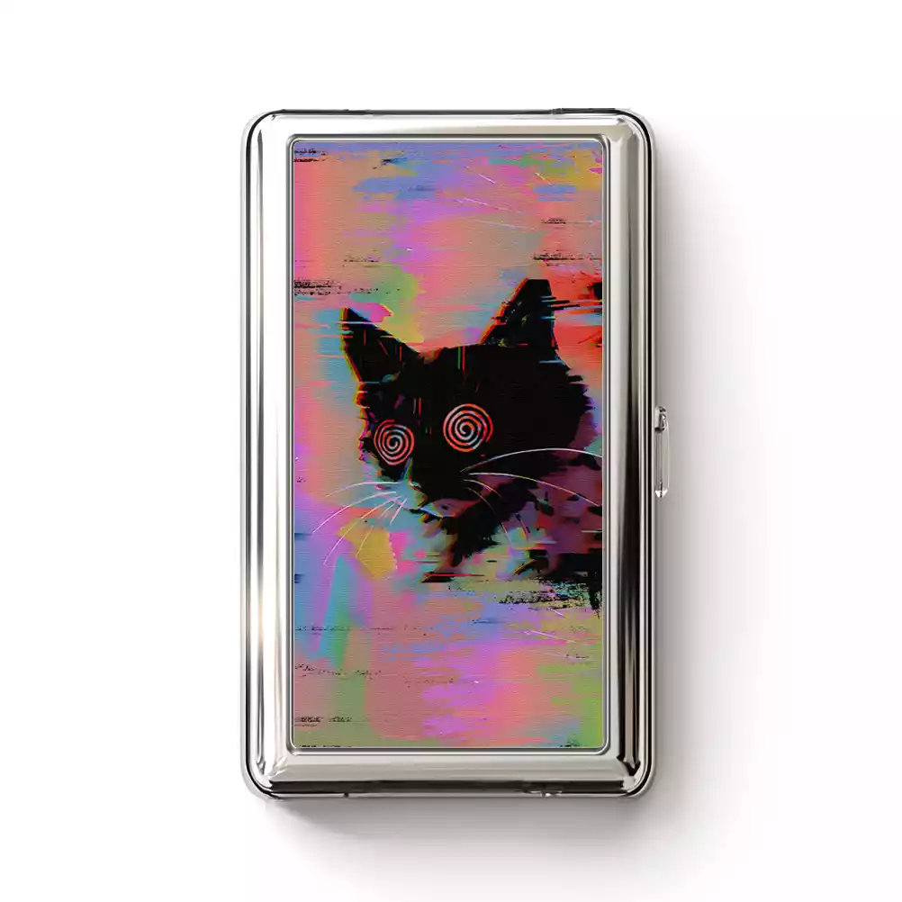 Soulisfree Glitchy Cat Metal Pocket Case