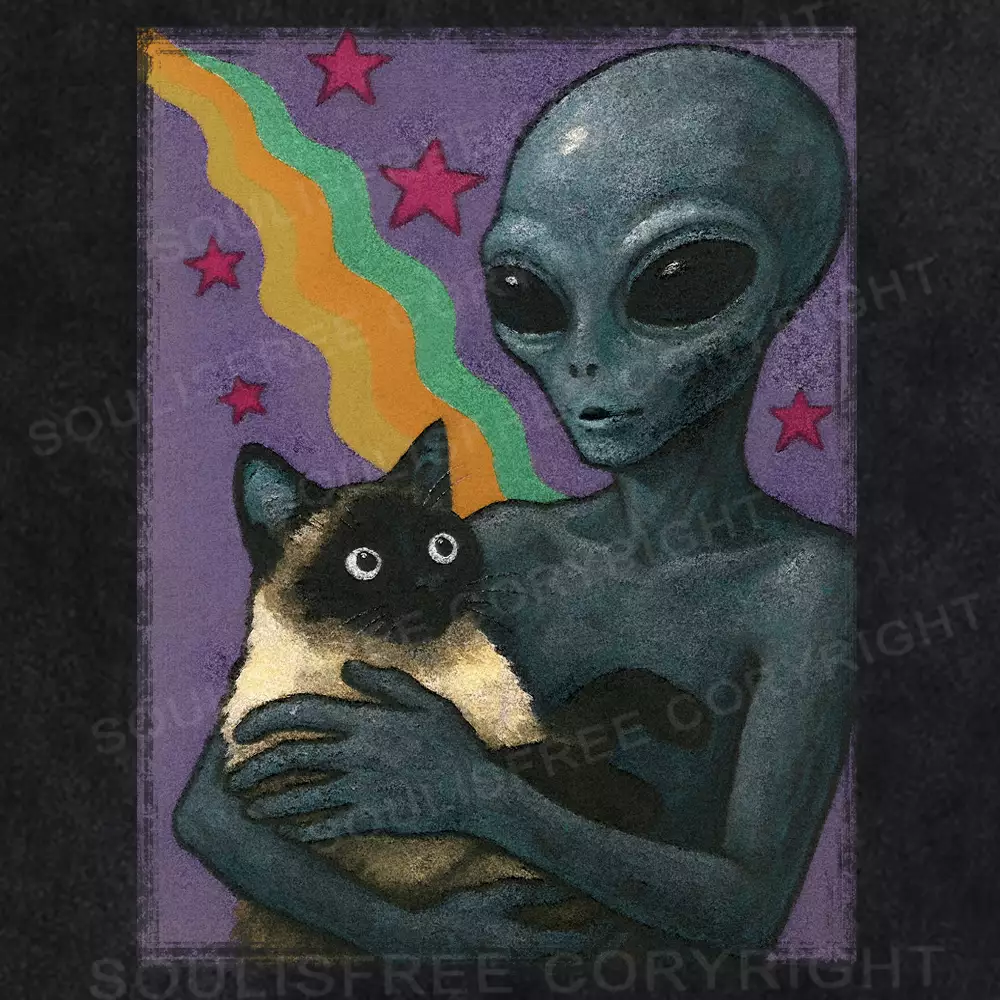 Aliens And Cats Washed Alien T-shirt