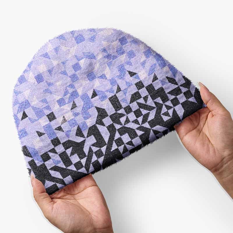 Soulisfree Gradient Mosaic Geometric Fuzzy Beanie