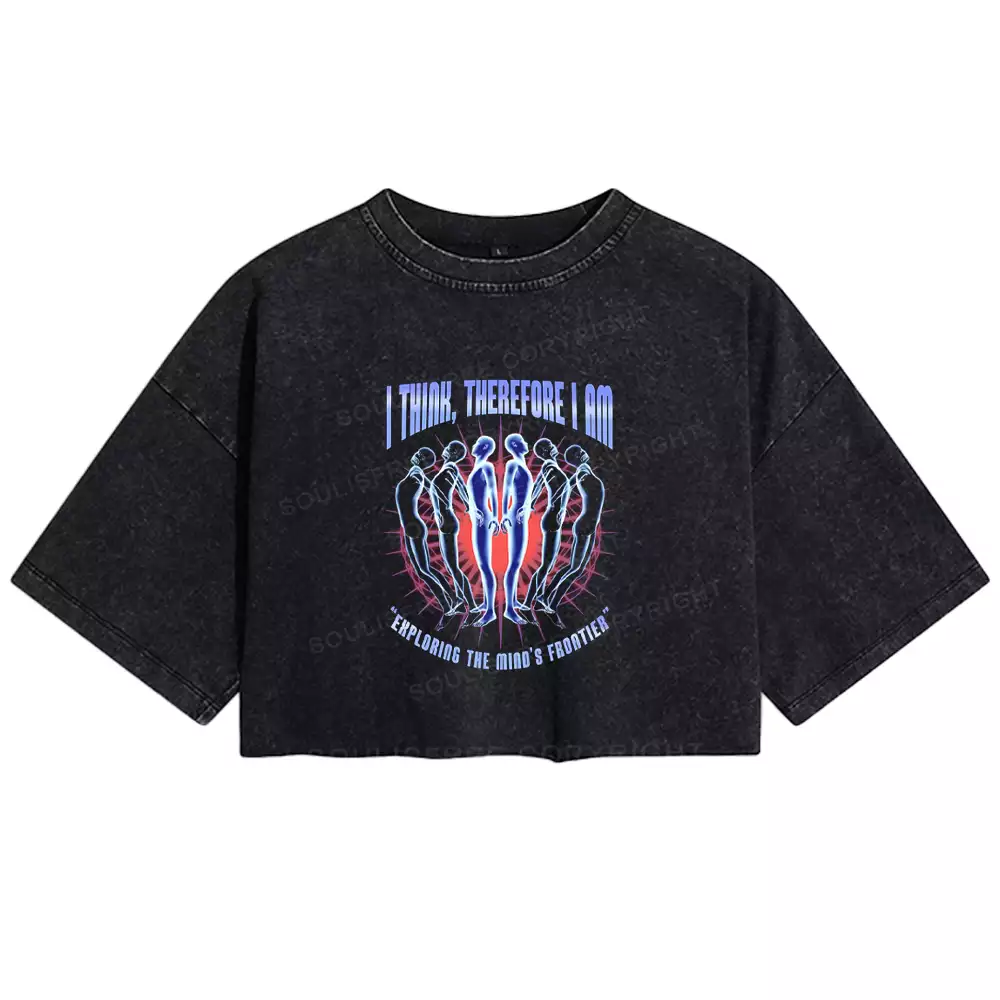 EXPLORING THE MIND'S FRONTIER Washed Crop T-shirt