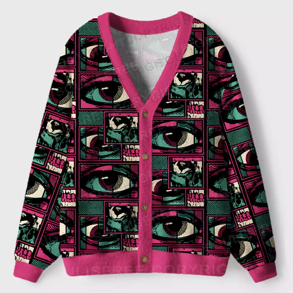 Facial Fragments Ugly Cardigan Sweaters