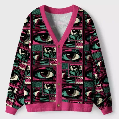 Facial Fragments Ugly Cardigan Sweaters