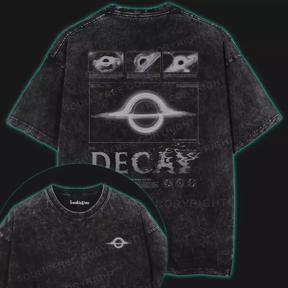 Designed Black Hole Decay Washed Space T-shirt
