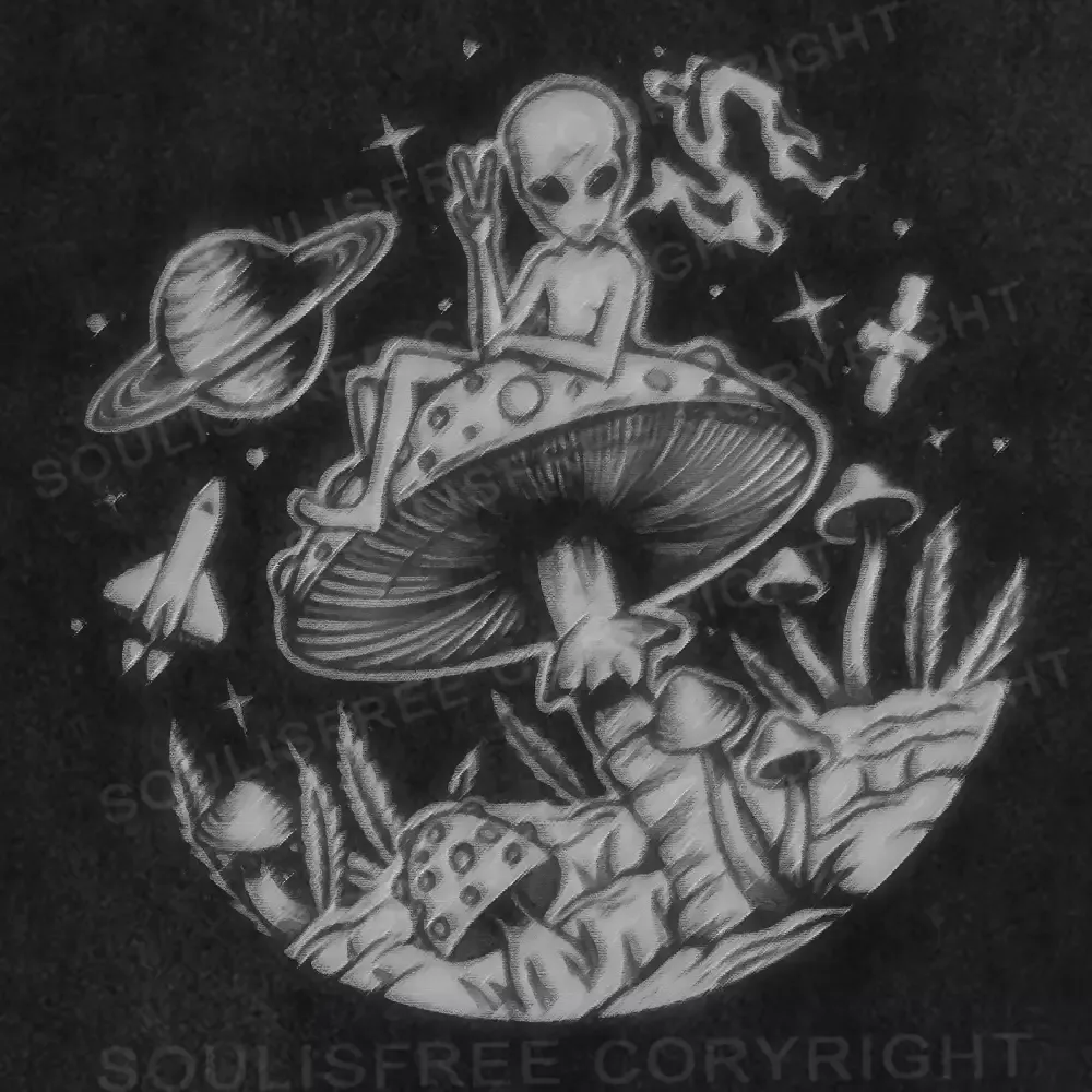 Psychedelic Alien Trip Washed Alien T-shirt