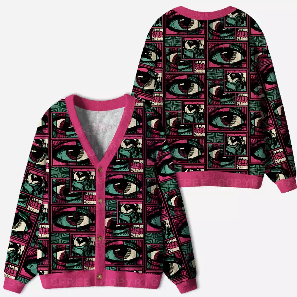 Facial Fragments Ugly Cardigan Sweaters