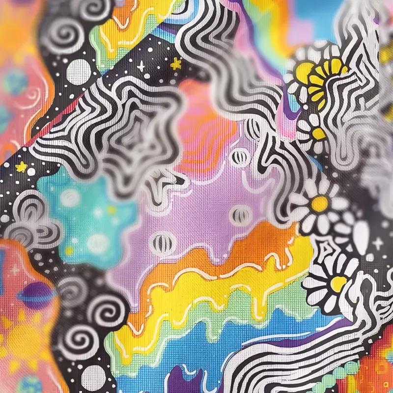 Soulisfree Psychedelic Vortex Collage Cowl Neck Satin Mini Dress