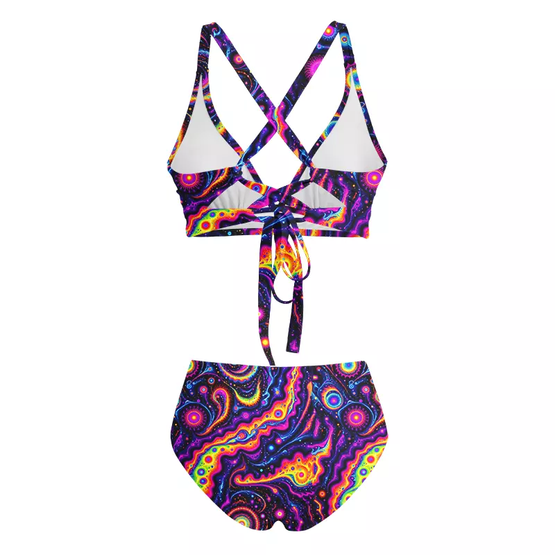 Soulisfree Psychedelic Nebula Vibrant  Glitch Cross Bikini