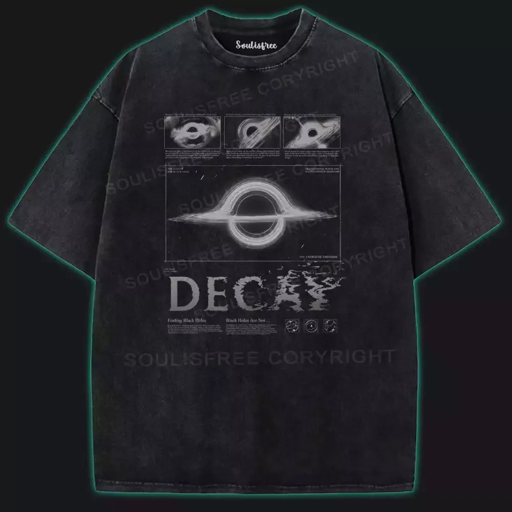 Black Hole Decay Washed Space T-shirt