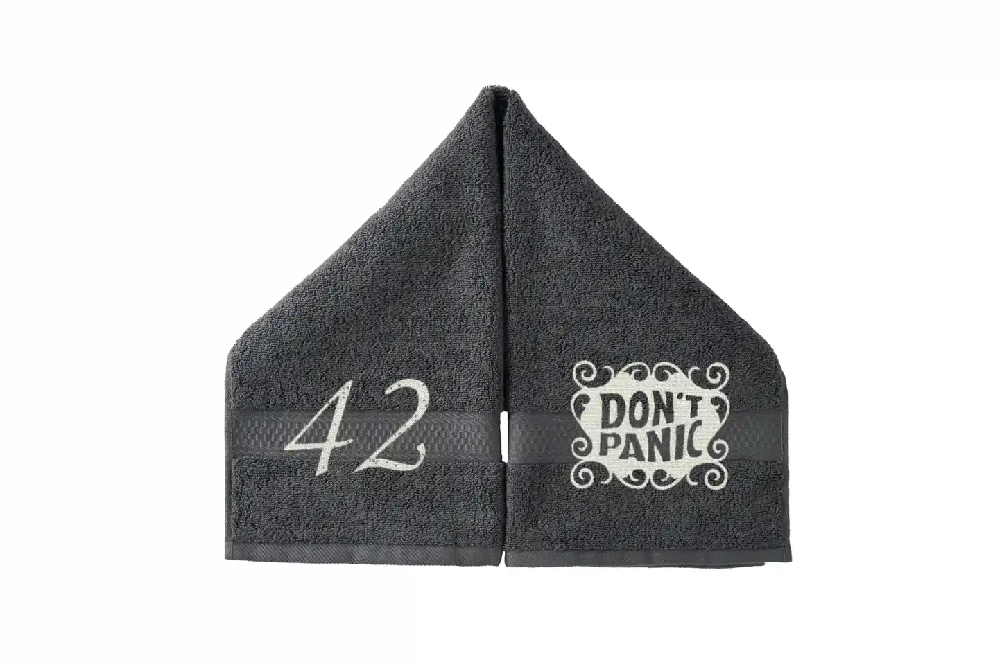 DON'T PANIC Embroidered Hand Towel
