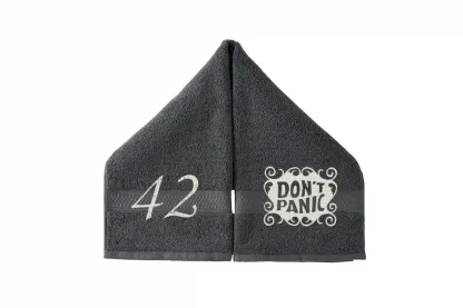DON'T PANIC Embroidered Hand Towel