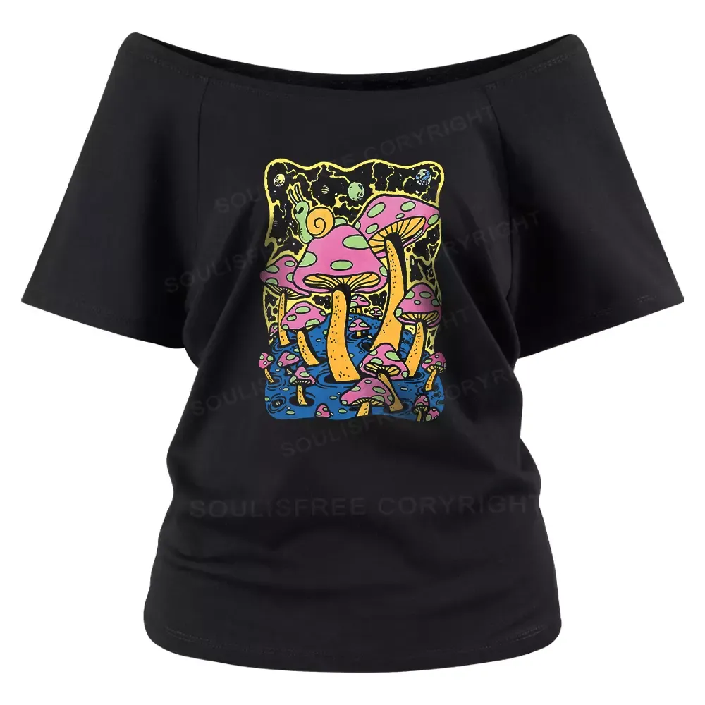 Designed Mushroom World Off Shoulder Top