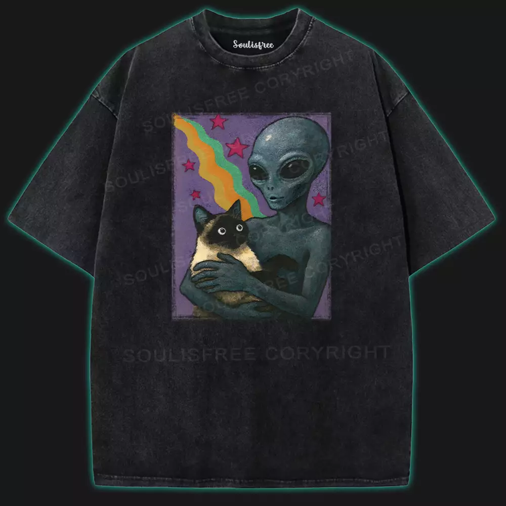 Aliens And Cats Washed Alien T-shirt