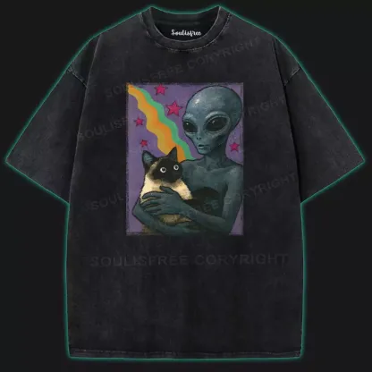 Aliens And Cats Washed Alien T-shirt