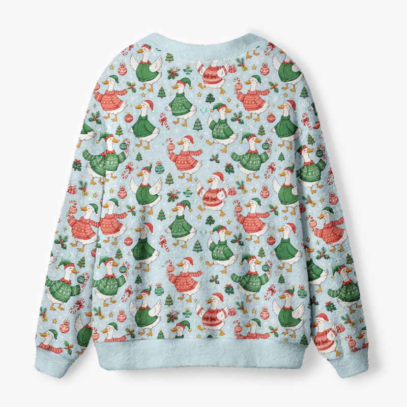 Soulisfree Merry Goosemas Christmas Fuzzy Cardigan Sweater