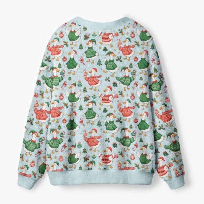 Soulisfree Merry Goosemas Christmas Fuzzy Cardigan Sweater