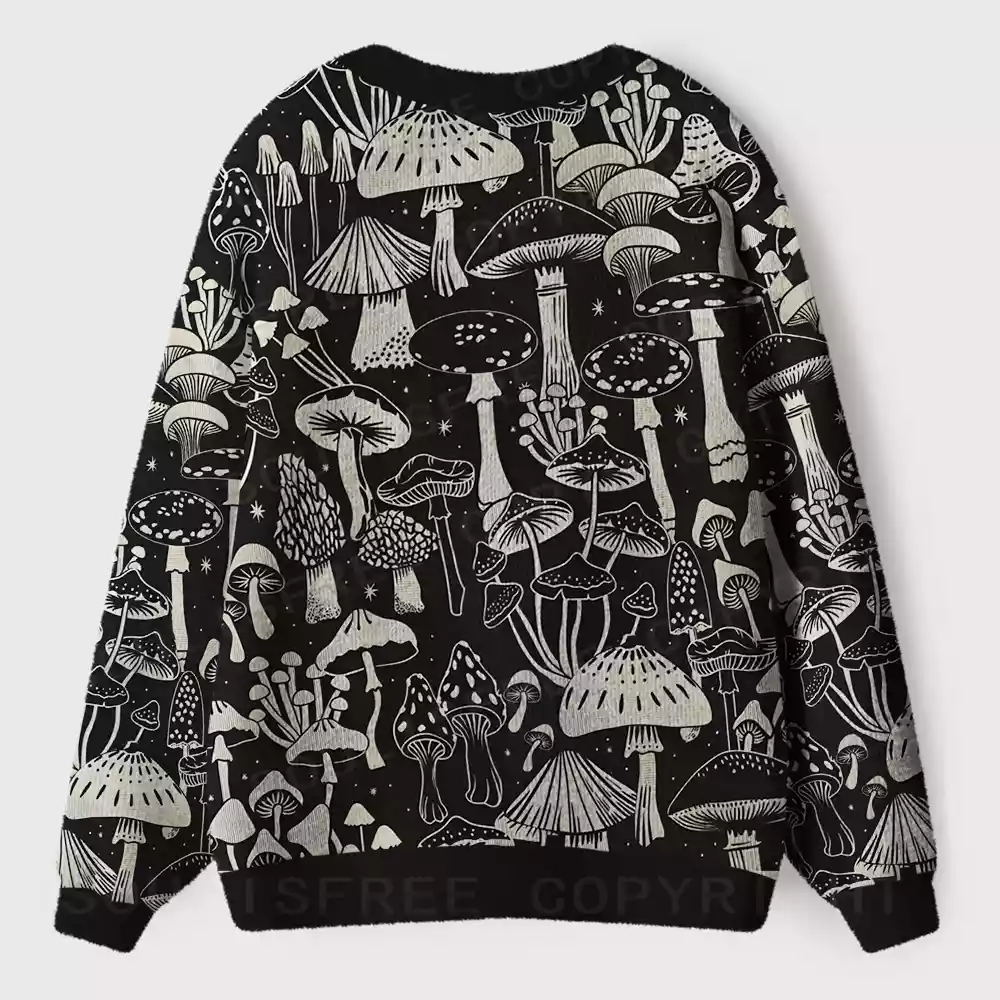 Mystic Mushroom Forest Ugly Cardigan Sweaters 