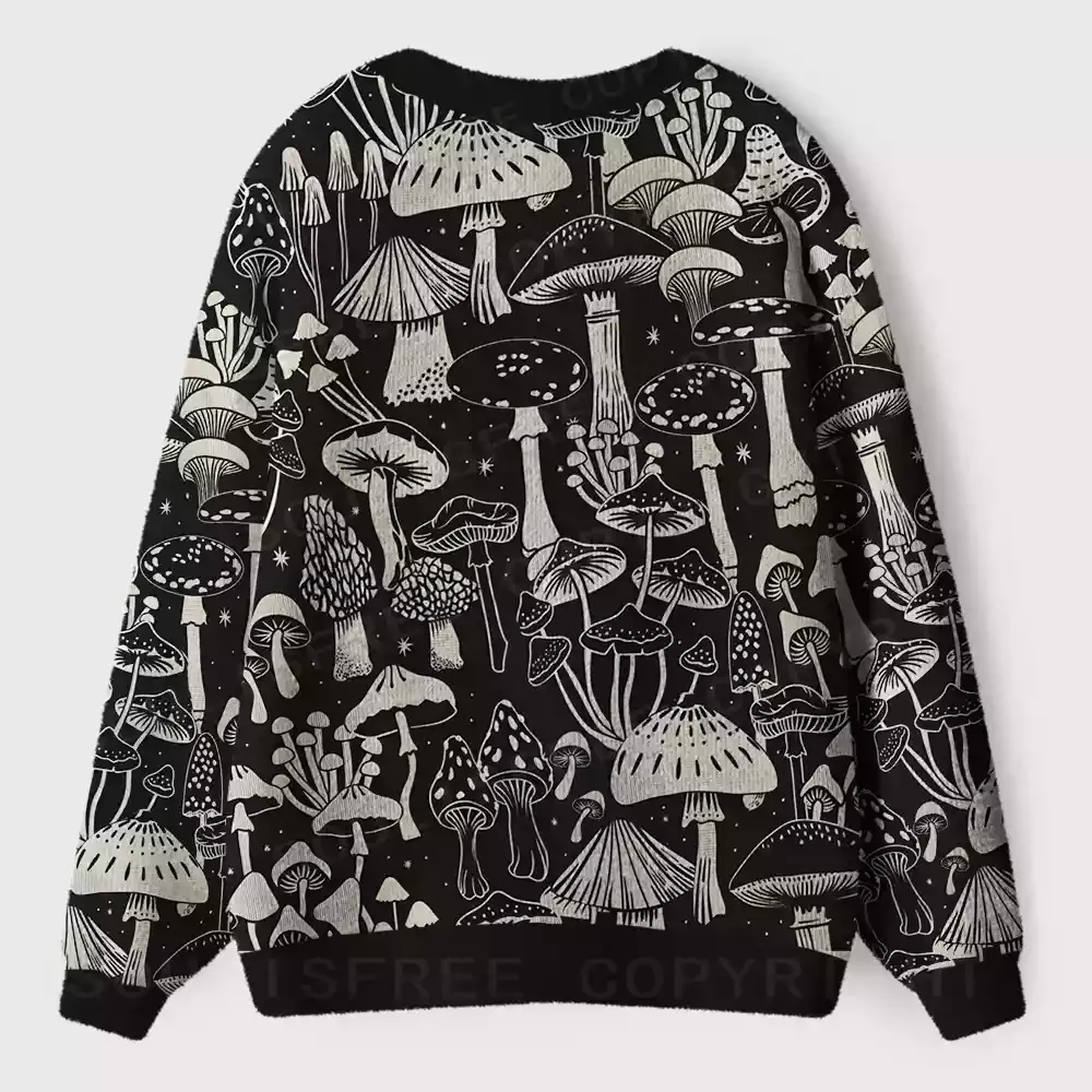 Mystic Mushroom Forest Ugly Cardigan Sweaters 