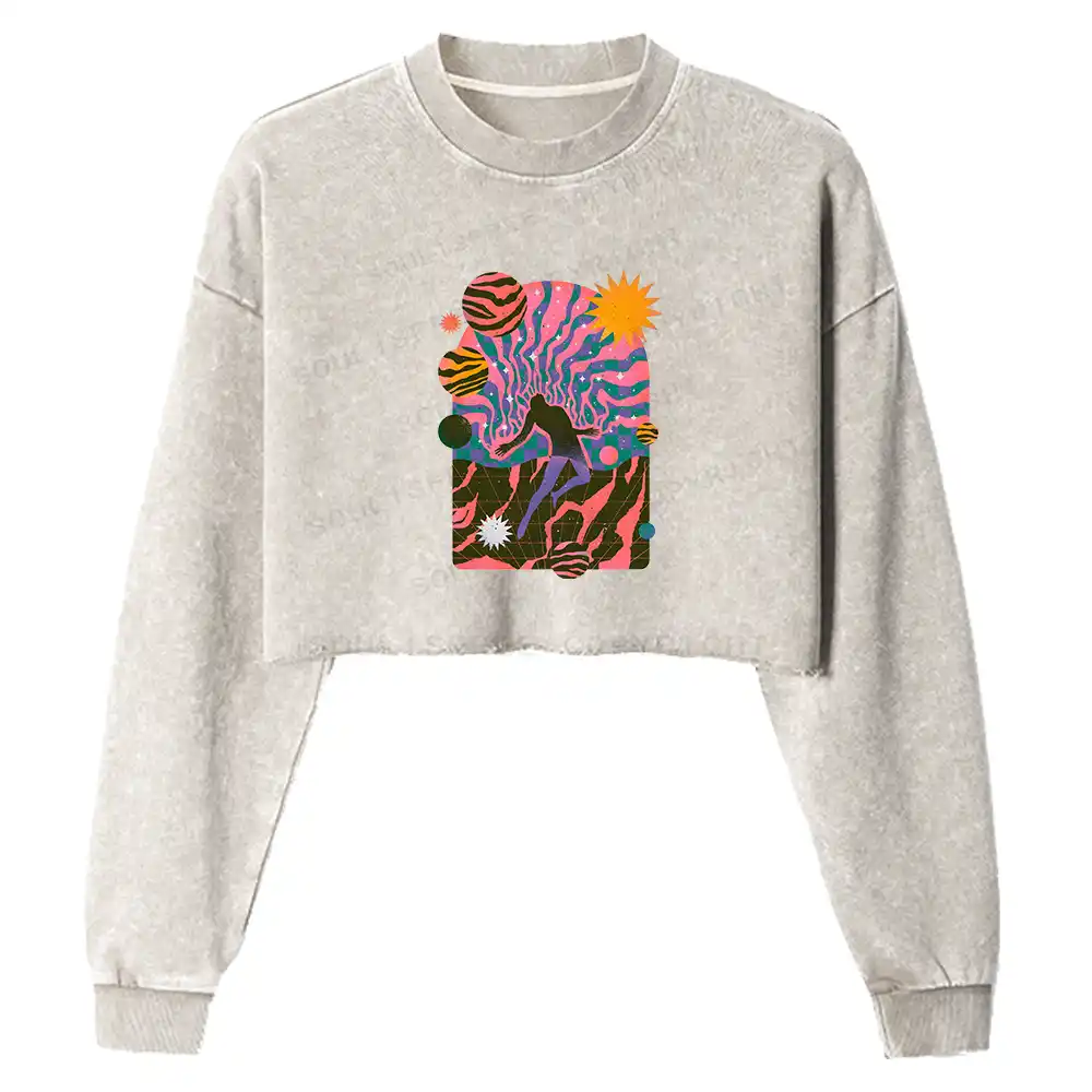 Dystopia 2 Washed Cropped Sweatshirt