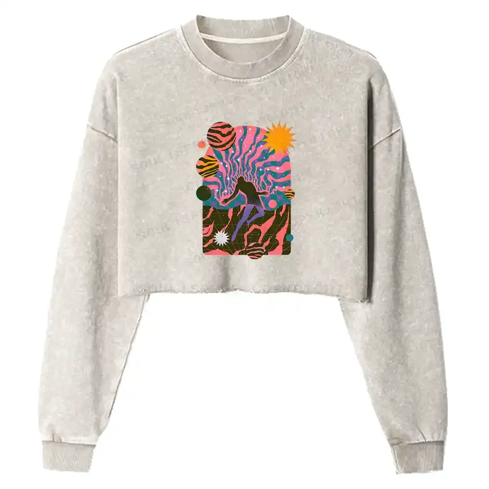 Designed Dystopia 2 Washed Cropped Sweatshirt | Soulisfree