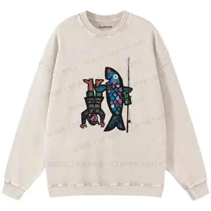 Fishing For Man's Fish Washed Sweatshirts