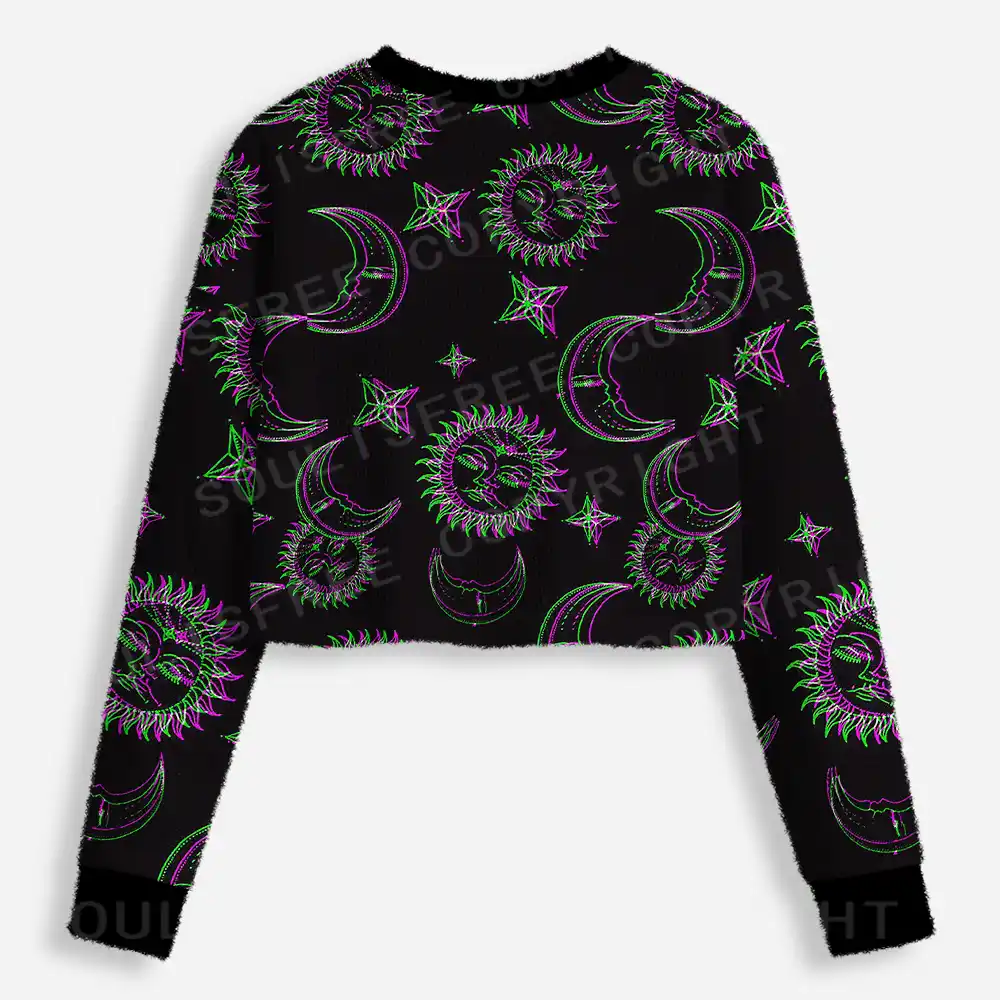 Neon Moon Magic Cropped Ugly Christmas Sweater