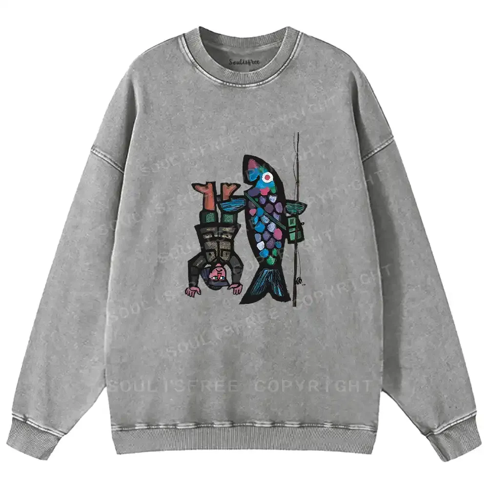 Fishing For Man's Fish Washed Sweatshirts