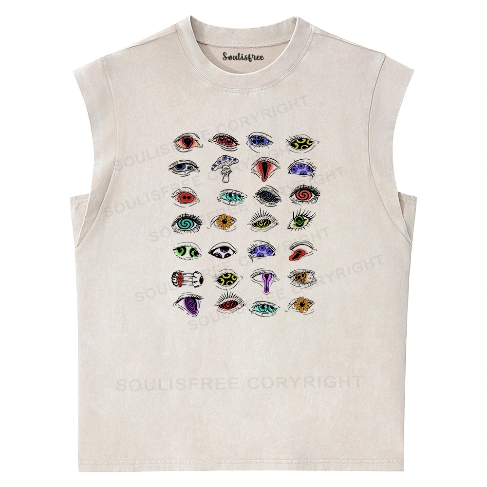 The Psychedelic Eyes Of All Beings Washed Tank Tops