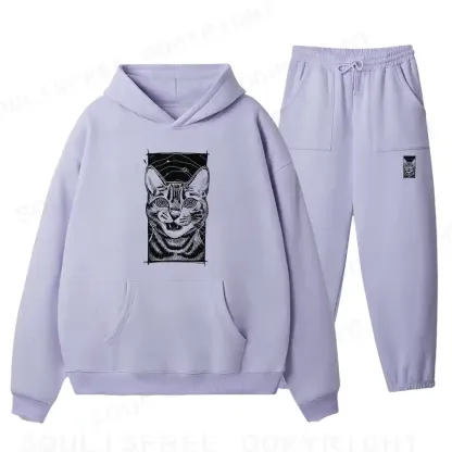 Hypnotic Cat Fleece Hoodie Set