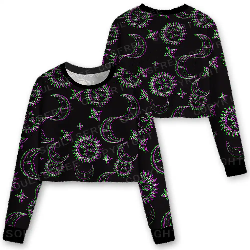 Neon Moon Magic Cropped Ugly Christmas Sweater