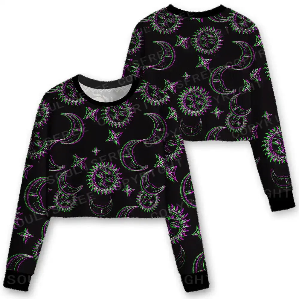 Neon Moon Magic Cropped Ugly Christmas Sweater