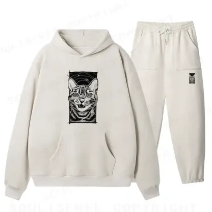 Hypnotic Cat Fleece Hoodie Set