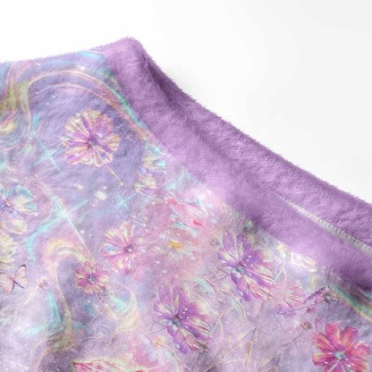 Soulisfree Iridescent Floral Fantasy Fuzzy Off-Shoulder Sweater
