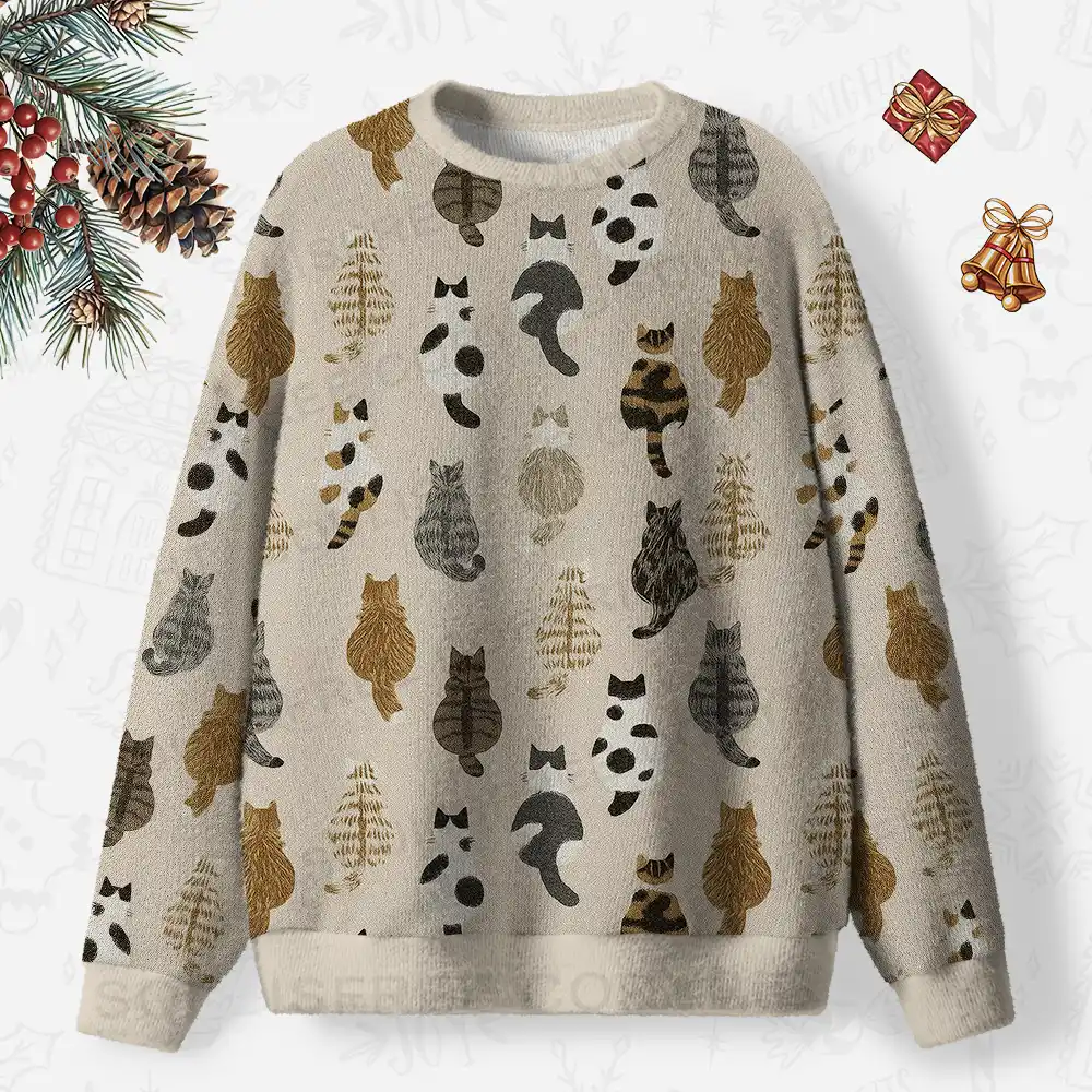 Meow-velous Moments Ugly Christmas Knit Sweatshirt