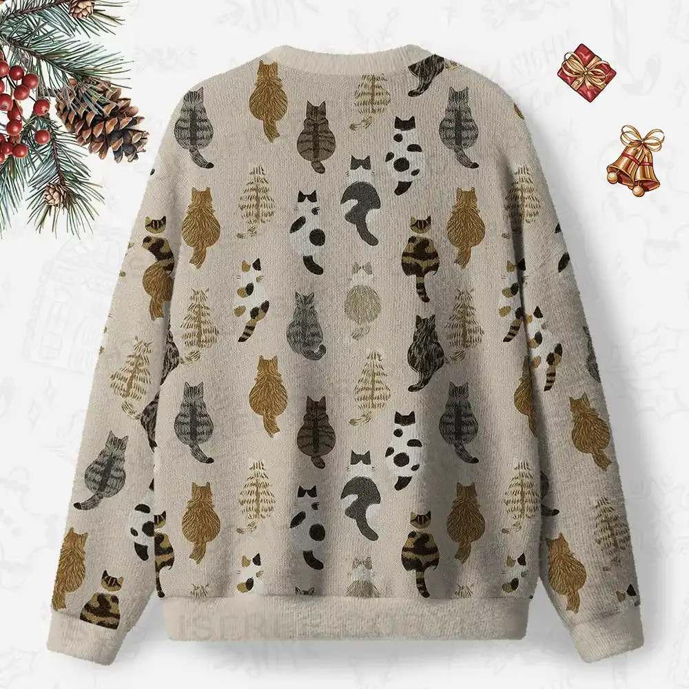 Meow-velous Moments Ugly Christmas Knit Sweatshirt