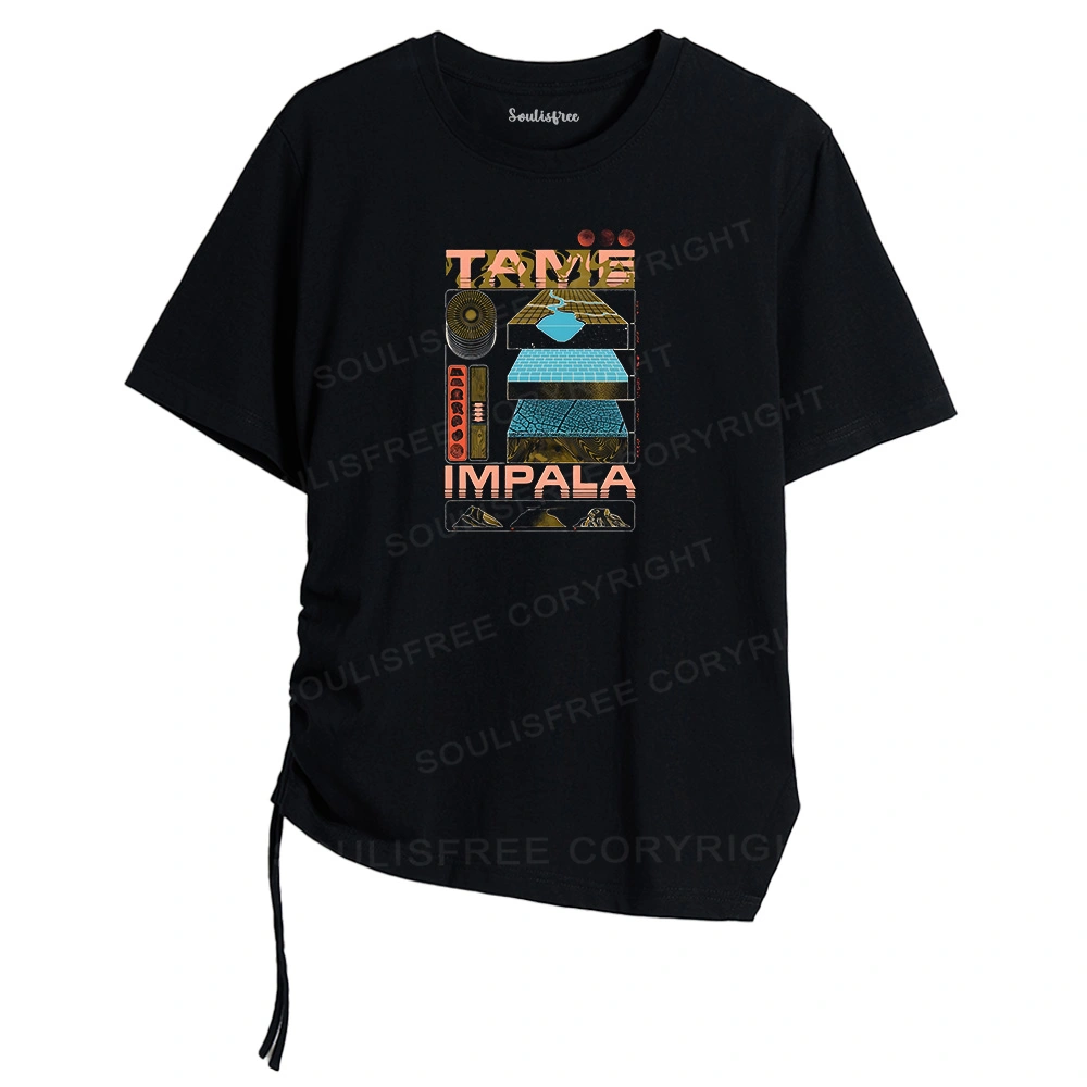 Thought Advancement Asymmetrical Top With Side Drawstring