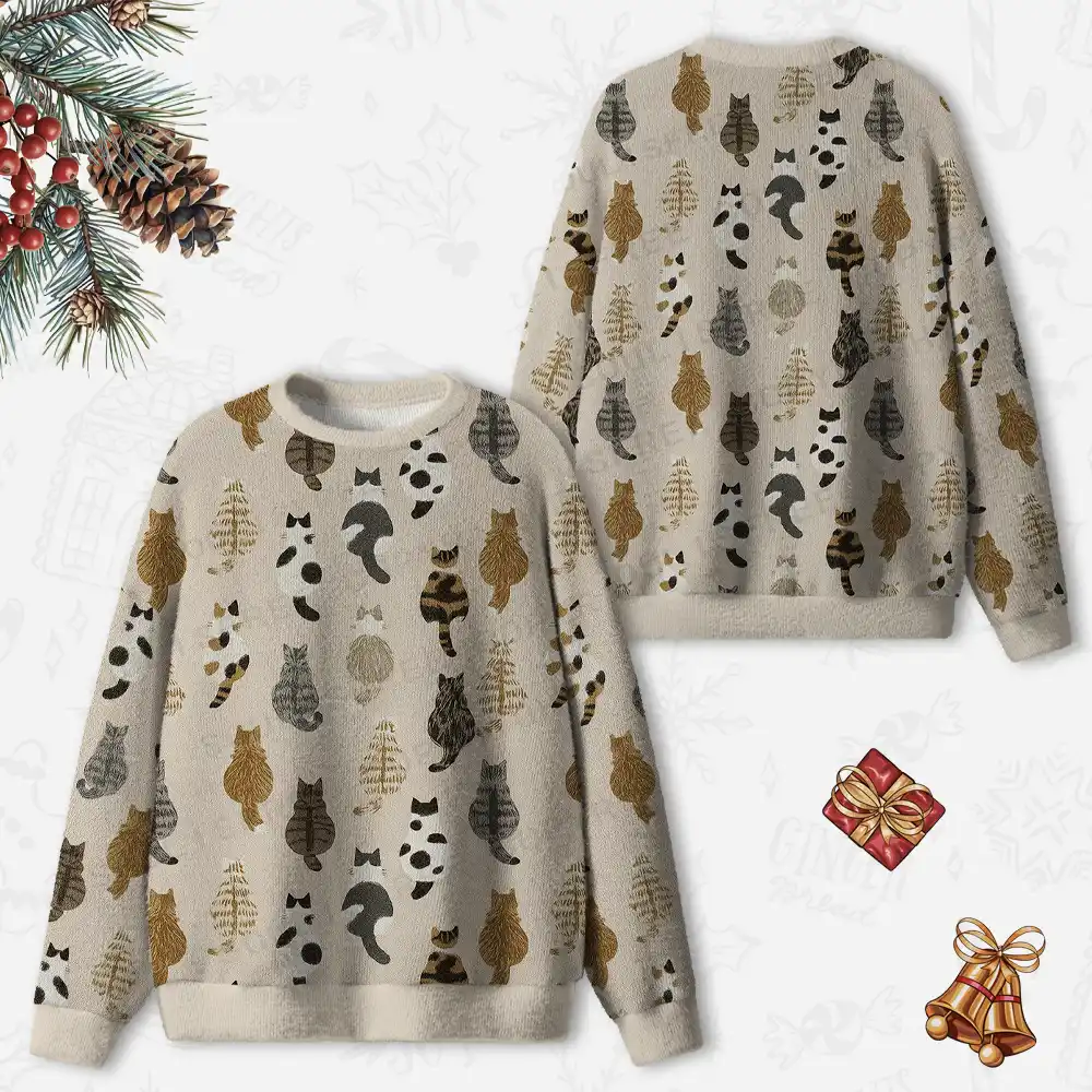 Meow-velous Moments Ugly Christmas Knit Sweatshirt