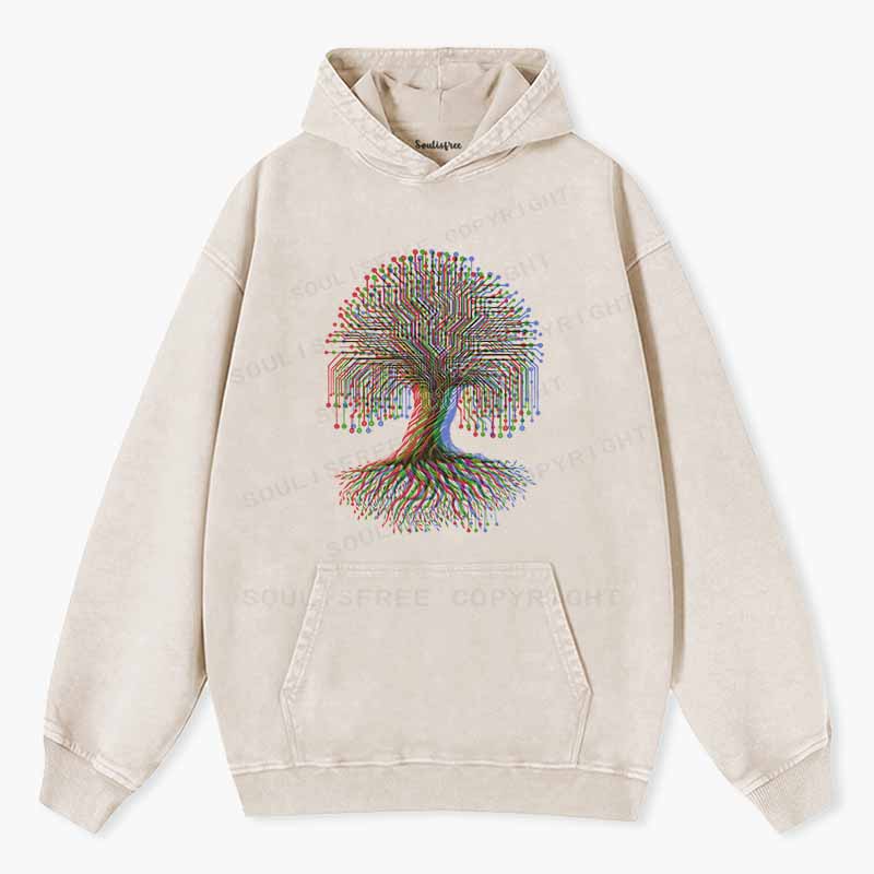 Soulisfree DIGITAL TREE OF LIFE Washed Hoodie