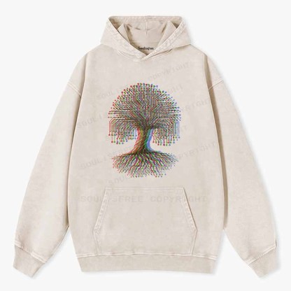 Soulisfree DIGITAL TREE OF LIFE Washed Hoodie