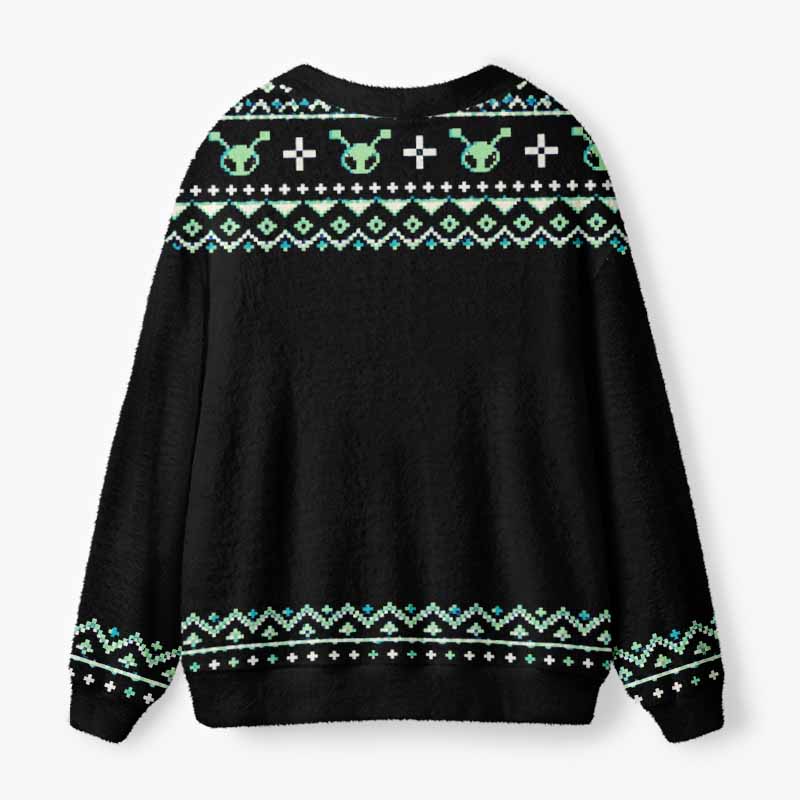 Soulisfree Greetings From Another World Fuzzy Cardigan Sweater