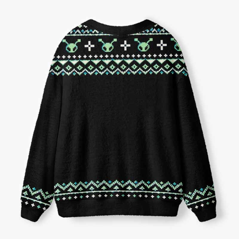 Soulisfree Greetings From Another World Fuzzy Cardigan Sweater