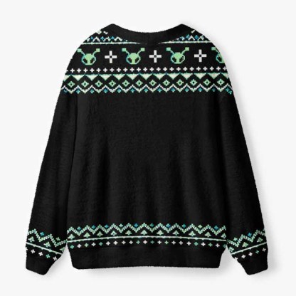Soulisfree Greetings From Another World Fuzzy Cardigan Sweater