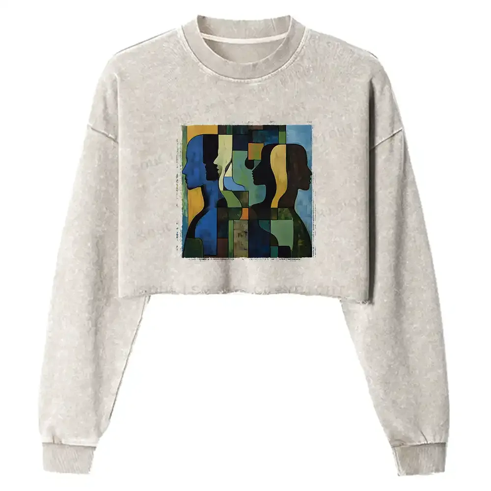 Great Thinker Washed Cropped Sweatshirt