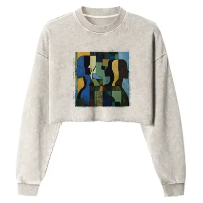 Great Thinker Washed Cropped Sweatshirt