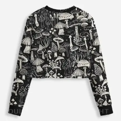 Mystic Mushroom Forest Cropped Ugly Christmas Sweater