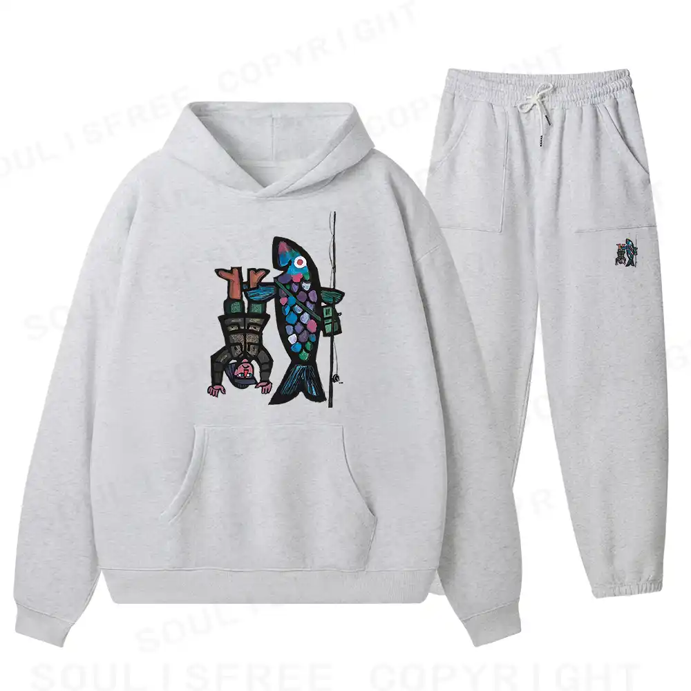 Fishing For Man's Fish Fleece Hoodie Set