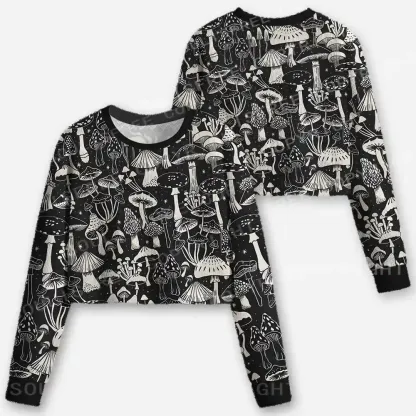 Mystic Mushroom Forest Cropped Ugly Christmas Sweater